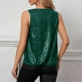 thumbnail image 4 of Sequin Tank Tops Sleeveless Dark Green Sparkly Shirt Glittery Top Elegant Tops Womens Business Tops, 4 of 6