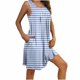 thumbnail image 4 of mfyjkho Vestidos para mujer, Camisón sin mangas con bolsillos y estampado para mujer, camisón plisado con cuello redondo Vestidos festivos m, 4 of 7