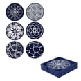 thumbnail image 1 of 6Pcs Modern Geometric Silicone Coasters, Drink Coasters, Blue Round Silicone Coasters With Holder, Heat Resistant Cup Coaster for Coffee Table, Kitchen, Office, Bar, Tabletop Protection, A, 1 of 5