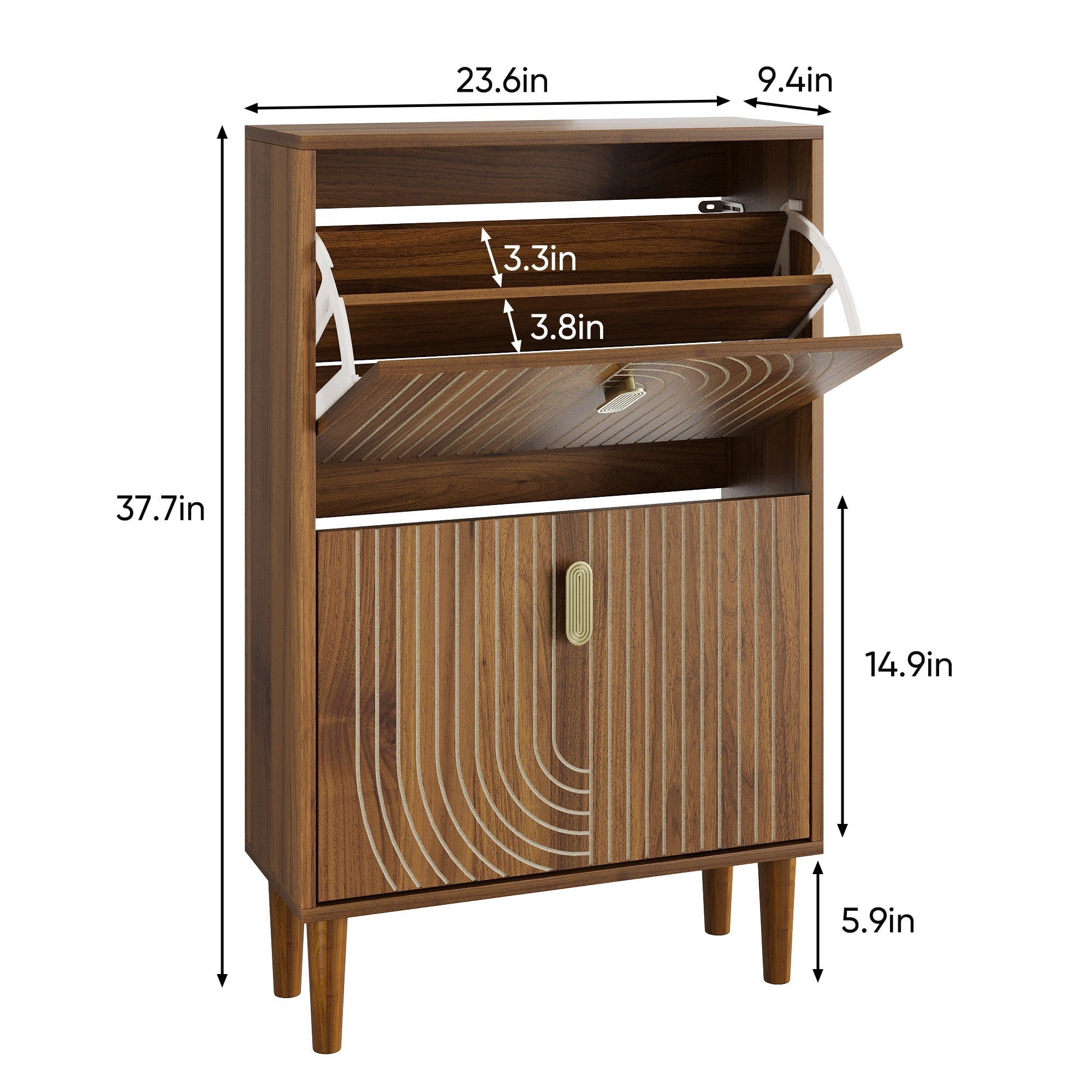 Sailvan 23.6"W Shoe Storage Cabinet, Freestanding with 2 Flip Drawers