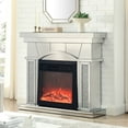 thumbnail image 3 of AUWHALEUS Silver Mirrored Electric Fireplace with Crystal Decor, 7 Colors 3D LED Flame Fire Place, 3 of 7