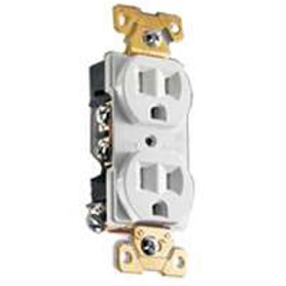 Cooper Wiring 827W-BOX 15A 125V White Duplex Receptacle