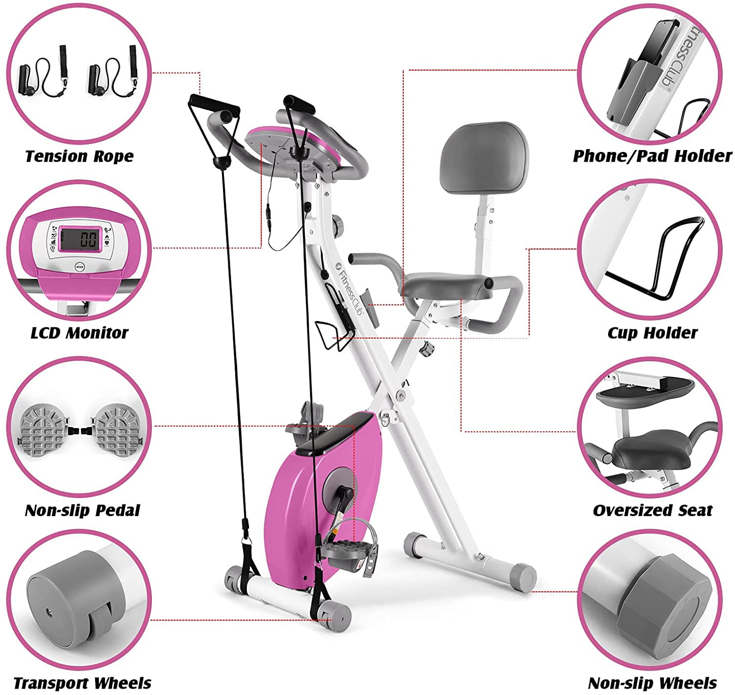 Details about   Folding Exercise Bike 8-Level Resistance Adjustable Seat LCD Home Body Workout 