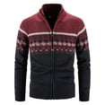 thumbnail image 2 of KelaJuan Men Zip Up Knit Cardigan Casual Long Sleeve Stand Collar Geometric Print Sweater Knitted Jackets, 2 of 6