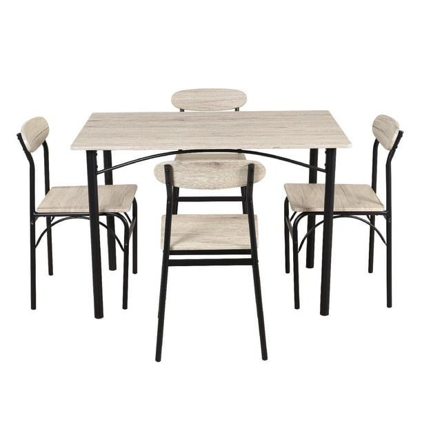 Juego De Comedor 4 Sillas Mesa Estructura Metalica y Tablero MDF Kingshouse negro