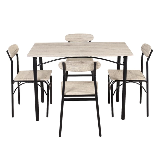 Juego De Comedor 4 Sillas Mesa Estructura Metalica y Tablero MDF Kingshouse negro