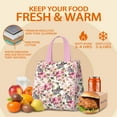 thumbnail image 5 of Pioneer Flower Floral Print Pattern Insulated Lunch Bag for Women & Adults,Large Portable Soft Cooler Lunch Bag,Thermal Food Storage Tote with Pearl Cotton,8.66L,8.75x5.75x9.5 Inch, 5 of 6
