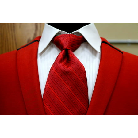 Canvas Print Red Tie Shirt Vest Knot Lapels Collar Suit Stretched Canvas 10 x