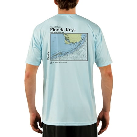 Florida Keys Nautical Chart Men's UPF 50+ UV/Sun Protection Short Sleeve