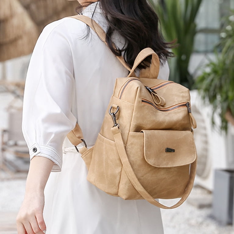 anti theft travel backpack leather Zttd Women Backpack Purse PU Leather Designer Anti-theft Travel Backpack Fashion Shoulder Handbag(Size (l)11.81
