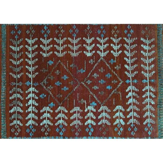 Ahgly Company Indoor Rectangle Abstract Light Blue Modern Area Rugs, 7' x 9'