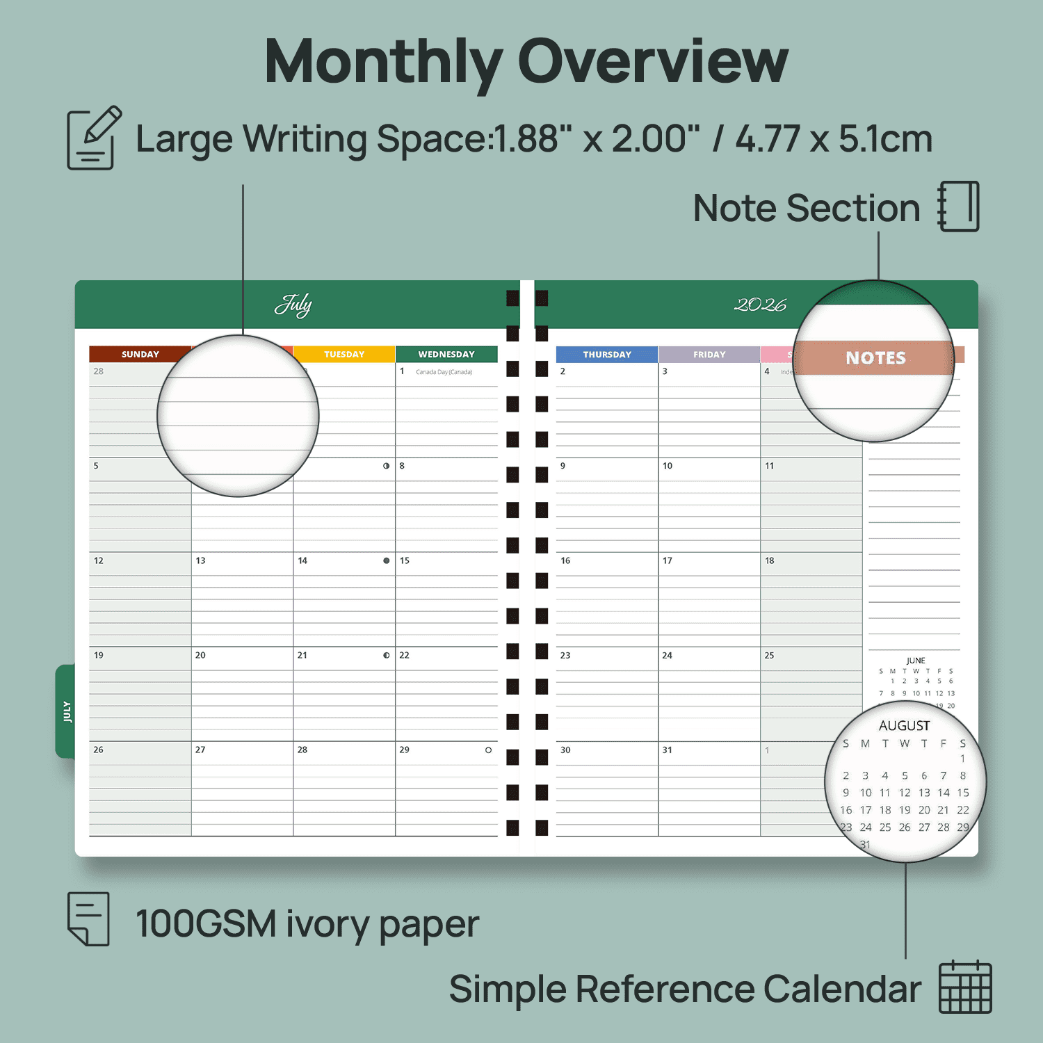 POPRUN Teacher Planner 2026-2027, 8.5"x11", Academic Lesson Plan Book for Teachers (Jul.26 - Jun.27), Weekly and Monthly with Gradebook, 2-Sided Pocket, Flexible PP Cover for Classroom, Beige