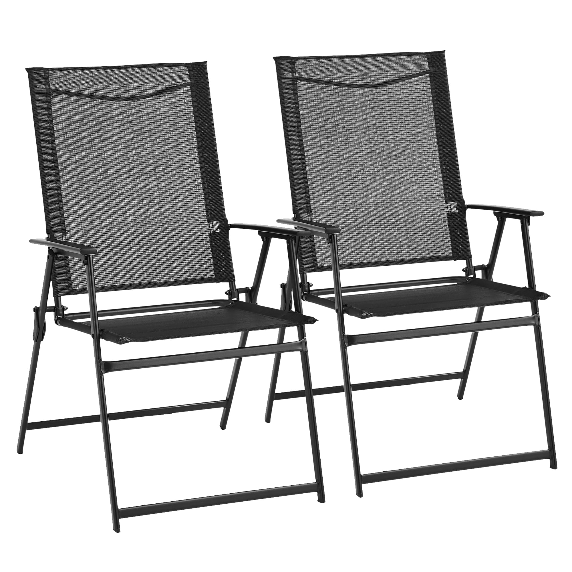 REALEADER Patio Chairs Folding Sling Back Chairs, 2 Pack Patio Dining