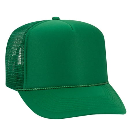 Brown High Top - OTTO Polyester Foam Front 5 Panel High Crown Mesh Back Trucker Hat - Kelly