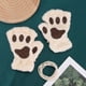 thumbnail image 2 of Women Bear Plush Cat Paw Claw Glove Soft Winter Gloves Fingerless Gloves (Beige), 2 of 3