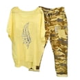 thumbnail image 1 of Hauts à Manches Courtes pour Femmes Ensemble Chemise + Pantalon Imprimé Col Rond Manches Courtes pour Femmes, 1 of 6