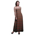 thumbnail image 1 of Bimba Rufous Flycatcher Bird Printed Women Georgette Smocked Strap Dress-XX-Large, 1 of 7