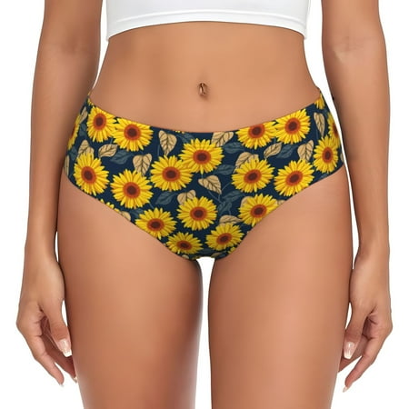 Womens Underwear - Fujiman Sunflowers No Show Seamless Underwear for Women  Soft Comfort Stretch Women s Panties  Hipster Ladies Panties Bikini Underwear Briefs