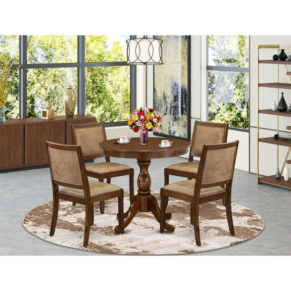 East West Furniture Antique 5-Piece Modern Dining Set in Walnut Finish