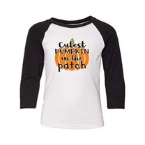 Halloween Cutest Pumpkin in The Patch Youth Baseball Tee-White-Large