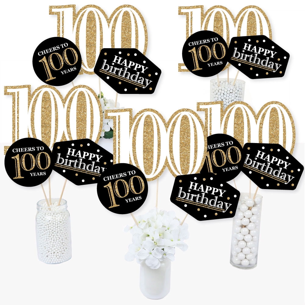 adult-100th-birthday-gold-birthday-party-centerpiece-sticks-table