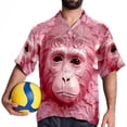 thumbnail image 4 of Pink Monkey Gorilla Men's Short Sleeve Printed Button Down Beach, Casual, Poplin Shirts for Summer Vacation, 4 of 6