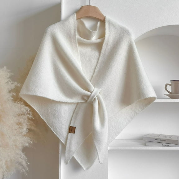 Soft Knit Triangle Cape Poncho, Winter Chic Shawl Wrap for Women,185*75,1