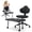 Black-pu, variant on Ataucjin 360°Swivel Ergonomic Cross Legged Office Chair, Meditation Kneeling Chair with Wheels, Adjustable Height for Meditation, ADHD & Yoga, Lumbar Support, Wide Criss Cross Design, PU Leather