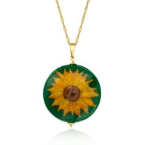 Ross-Simons Italian Multicolored Murano Glass Sunflower Pendant Necklace in 18kt Gold Over Sterling, Women's, Adult