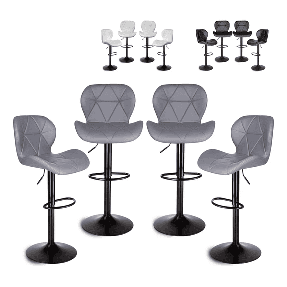 Set De 4 Bancos De Cocina Barra Silla Taburete Respaldo Alto