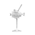thumbnail image 2 of Pufferfish Shaped Cocktail Glass | High Footed Wine Glass with Straw | Beach Pool Party Summer Drinkware | Clear Glass Stemmed Cup for Tropical Vacation, 2 of 6