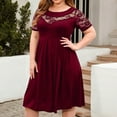 thumbnail image 4 of FAIWAD Women's Plus Size Lace Dress Short Sleeve Pleated Summer Flowy Party Cocktail Dress, 4 of 7