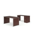 thumbnail image 1 of OFM Fulcrum Series Office Furniture Set, 60" Table Desk, 60" Credenza, Filing Cabinet, Leg Panels, in Mahogany, 1 of 5