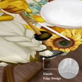 thumbnail image 3 of Yellow Gnomes Round Tablecloth, Fitted Table Cover with Elastic for 36"-44" Round Tables, Sunflower Floral Bee Vintage Table Cloth Outdoor Indoor Dinning Party Waterproof Tablecloths, 3 of 7