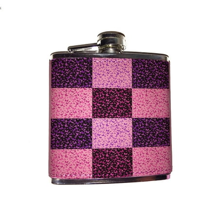 

KuzmarK Pink Leather Flask - Butterfly Wings Modern Art