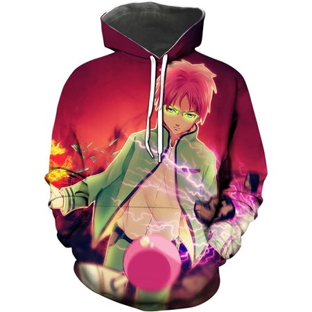 Anime The Disastrous Life of Saiki K Casual Hoodie Hooded Sweatshirt Small