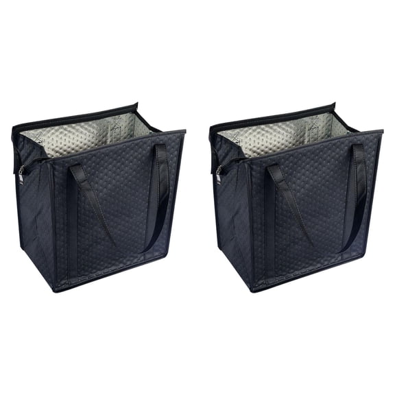 Insulated Cooler Bag Reusable Grocery Tote with Handles Zipper 2 Pack for Picnic Camping