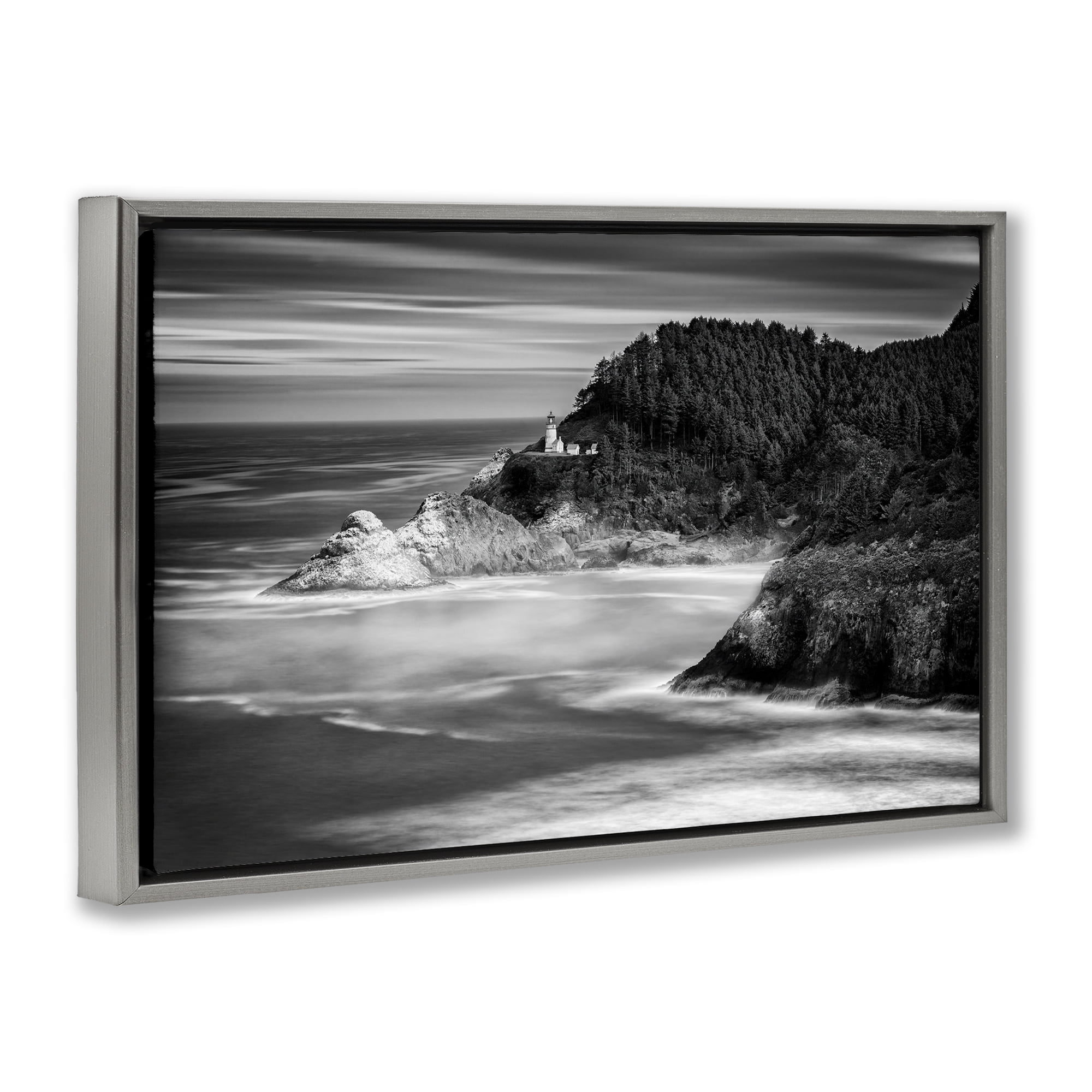 Stupell Industries Perched Above The Pacific Gray Framed Floater Canvas Wall Art, design by Rick Berk