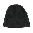 thumbnail image 2 of UTSJKR Unisex Winter Beanie Hat, Distressed Knit Skull Cap, Plain Cuff, Slouchy Ripped Style Knit Cuffed Beanies Black, 2 of 4