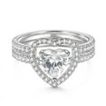 thumbnail image 2 of Oryn Jewelry 1.7 Ct Heart Cut Moissanite Ring - 14K White Gold Plated Wedding Band - Romantic Heart Shape Bridal Bands - Matching Band Valentine Gift for Women, 2 of 6
