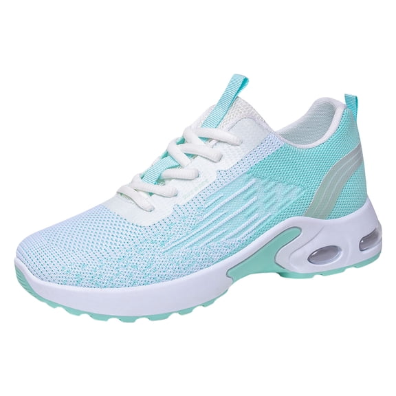 Womens Lace Up Slip On Sneakers Air Cushion Running Shoes Lightweight Tennis Shoe Breathable Arch Support Athletic Green Size 6