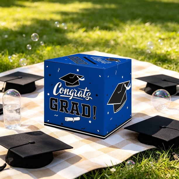 Caja para tarjetas de graduación para decoración de fiestas: caja portatarjetas de felicitación para regalos en efectivo y tarjetas de felicitación, recuerdo de papel resistente para la graduación de