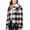 Black, variant on Women’s Faux Fur Plaid Jackets – Woven Plaid Button Down Sherpa Fleece Jacket LTJ8199