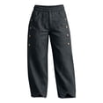 thumbnail image 5 of Oksale Womens Cotton Pants Petite Petal Hem Ankle Pants with Pockets Elastic High Waisted Straight Leg Casual Pants for Going Out Dark Gray M, 5 of 7