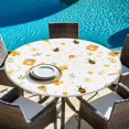 thumbnail image 6 of Round Table Cover 55-60 Inch Summer Bee Waterproof Reusable Table Cloth Round Fitted Vinyl Tablecloth with Elastic Edged for Parties Outdoors, Sweet Honey Spring Floral Botanical, 6 of 9