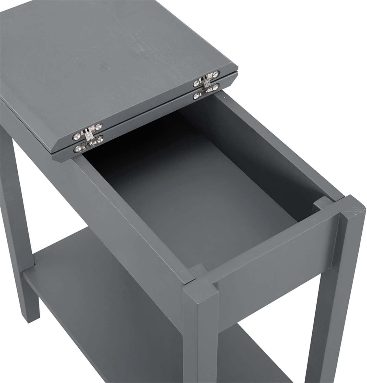 Flip Top Narrow End Table with Storage, Narrow Side Tables for Small