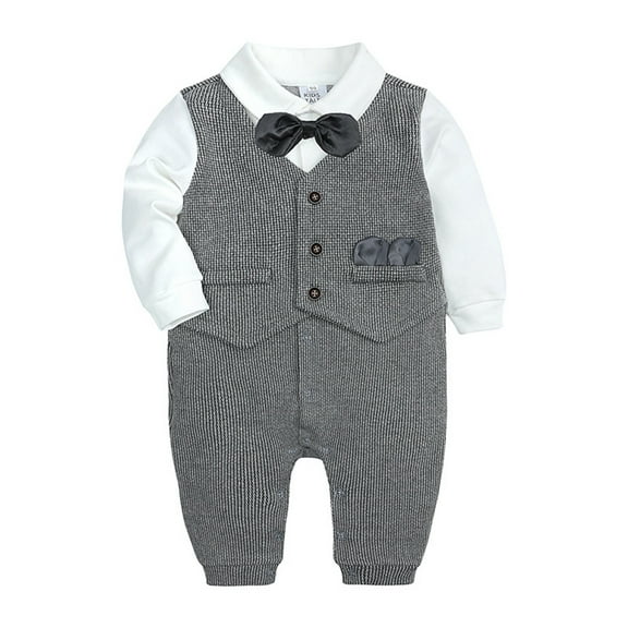 XYIJANI Clearance Baby Clothes for Girls Newborn Infant Baby Boys Cotton Bow Tie Gentleman Autumn Long Sleeve Romper Jumpsuit Set Clothes Preemie Clothes Boys (C,12M)
