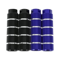 4 Pcs Aluminum Alloy Anti-Skid Bike Pegs 100mm Length Four Stripes Texture Bicycle Backseats Stands Cycling Foot Pegs 3/8 inch Axles Black Blue