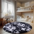 thumbnail image 5 of SARAG 5x5ft Round Area Rug for Bedroom,Fluffy Circle Rugs for Living Room Kids Room,Home Decor Shaggy Carpet Fuzzy Plush Rug for Nursery Room,Tie-dye Black and White, 5 of 8