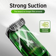 Beard Trimmer for Men for Less Mess: Vacuum Mustache Trimmer with Adjustable Length Comb- IPX7 Waterproof -Rechargeable Built-in Electric Trimmer for Beard, Mustache and Stubble